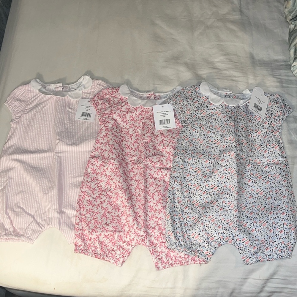 ✨NWT✨ The Little White Company Cotton Collared Shorties (Set of 3) 3-6 months